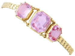 Pink Topaz Bracelet in Yellow Gold for Sale