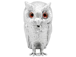 Owl Mustard Pot with Mouse Spoon and Liner