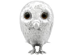 Sterling Silver Owl Mustard Pot