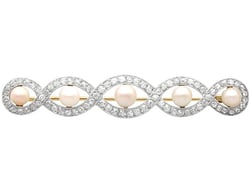Natural Pearl and Diamond Brooch
