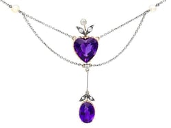 Amethyst Heart Necklace in Gold for Sale