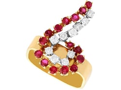 1970s Ruby and Diamond Ring in Yellow Gold 