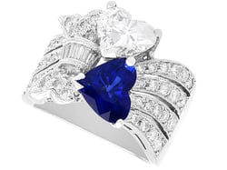 Heart Cut Sapphire and Diamond Ring