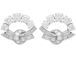 Round and Baguette Cut Diamond Earrings for Sale