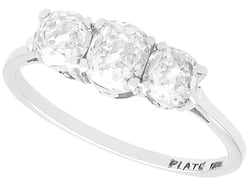 1920s 3 Stone Diamond Ring in White Gold