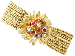 Rare Ruby and Diamond Bracelet Watch in Gold