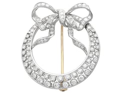 Diamond Crescent Bow Brooch for Sale 