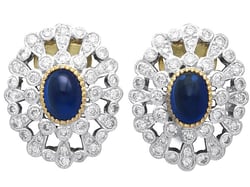 Vintage Cabochon Sapphire Cluster Earrings