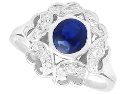 1920s Sapphire Ring with Diamonds for Sale
