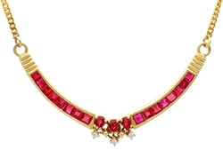 Vintage Yellow Gold and Ruby Necklace for Sale