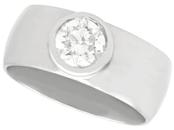 Vintage Gents Solitaire Band in White Gold for Sale