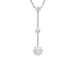 Antique Three Diamond Pendant Necklace