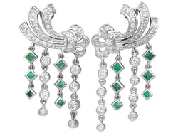 Emerald and Diamond Multi Dangle Earrings