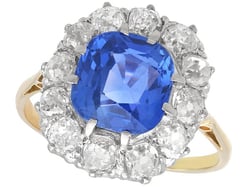 Cushion Cut Sapphire Ring with Diamonds for Sale