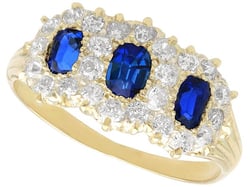 Victorian Sapphire and Diamond Triple Cluster Ring