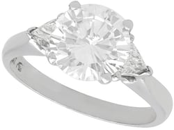 2.14 Carat Diamond Solitaire Ring with Trillion Side Stones