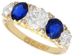 Sapphire and Diamond Five Stone Ring in Yellow Gold