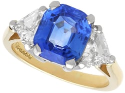 Certified Ceylon Blue Sapphire Ring with Diamonds