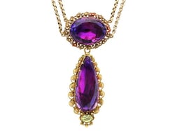 Large Amethyst Yellow Gold Pendant