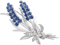 Sapphire Floral Brooch with Diamonds for Sale