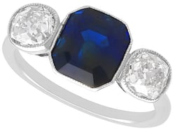 Octagonal Sapphire Trilogy Ring in Platinum