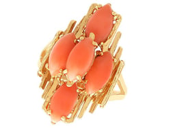3 Carat Coral Ring in Gold for Sale