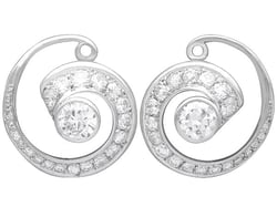Diamond Twirl Earrings in White Gold - Vintage