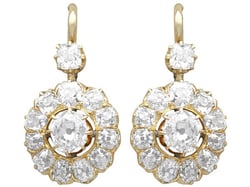 Diamond Cluster Drop Earrings in Yellow Gold