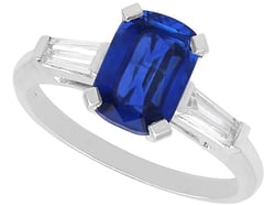 Cushion Cut Blue Sapphire Ring in Platinum