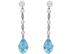 Antique aquamarine and diamond earrings