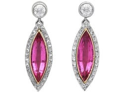 Marquise Cut Pink Tourmaline Earrings for Sale