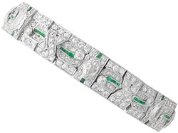 Antique Emerald and Diamond Bracelet in Platinum