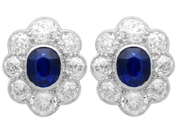 Sapphire Cluster Stud Earrings White Gold