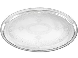 Oval Sterling Silver Serving Tray with Handles