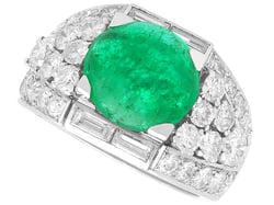 Cabochon Emerald and Diamond Cocktail Ring