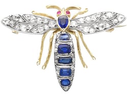 Victorian Bug Brooch with Sapphires for Sale