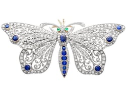 Large Victorian Sapphire and Diamond Butterfly Brooch