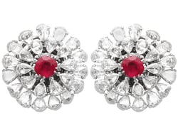 En Tremblant Setting Ruby and Diamond Earrings