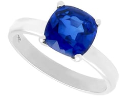 4 Carat Cushion Cut Sapphire Ring in White Gold