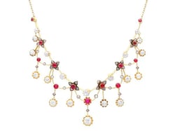 Antique Gold Ruby and Diamond Necklace