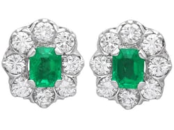 Oval Cut Emerald Cluster Earrings