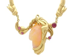 Carved Opal and Ruby Necklace in 18ct Gold