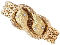 Gold and Diamond Snake Bracelet for Sale