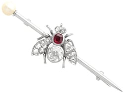Antique Diamond and Ruby Bug Brooch