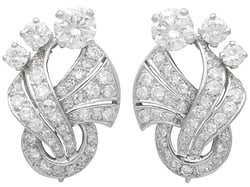Vintage Art Deco Diamond Earrings in Platinum