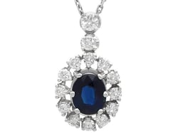 Vintage Sapphire and Diamond Cluster Pendant