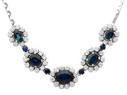 Vintage Statement Sapphire Necklace with Diamonds