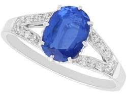 Oval Sapphire Ring with Diamonds with Platinum