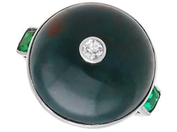 Antique Bloodstone Ring in White Gold