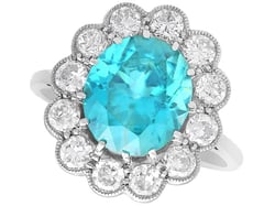 Blue High Zircon Cluster Ring in White Gold
